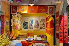 Một góc trưng bày Tết truyền thống trong Hoàng thành Thăng Long. (Ảnh: PV/Vietnam+)