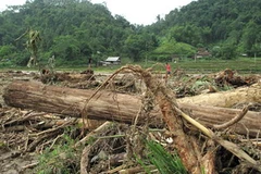 Lũ quét tàn phá ở thôn Khuổi Sliến ,xã Mỹ Phương, huyện Ba Bể, Bắc Kạn. (Ảnh: Nguyễn Trình/TTXVN)