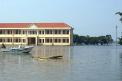 Cảnh ngập lụt ở Hà Tĩnh. (Ảnh: TTXVN)