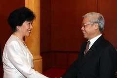 Chủ tịch Quốc hội tiếp Phó Chủ tịch Hội nghị Chính trị Hiệp thương toàn quốc Trung Quốc. (Ảnh: Nguyễn Dân/TTXVN)