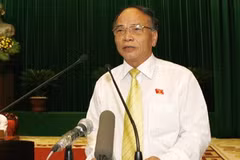  Trưởng ban Dân nguyện của Quốc hội Trần Thế Vượng trình bày báo cáo kết quả giám sát việc giải quyết kiến nghị của cử tri. (Ảnh: Trí Dũng/TTXVN)