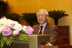 Tổng Bí thư Nguyễn Phú Trọng phát biểu tại Hội nghị. (Ảnh: Trí Dũng/TTXVN)