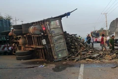 Hiện trường vụ tai nạn. (Ảnh: Hải Âu/TTXVN)