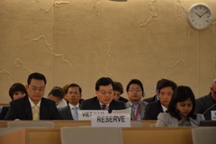 Trợ lý Bộ trưởng Ngoại giao Dương Chí Dũng (giữa) phát biểu tại phiên họp. (Ảnh: Hoàng Hoa/TTXVN)