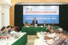 Ông Đặng Ngọc Tùng, Chủ tịch Tổng Liên đoàn Lao động Việt Nam phát biểu khai mạc hội nghị. (Ảnh: Phương Hoa/TTXVN) 