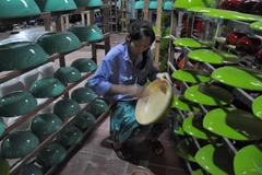 Làng nghề sơn mài Hạ Thái, xã Duyên Thái, huyện Thường Tín, Hà Nội duy trì nghề sơn mài truyền thống hơn 200 năm. (Nguồn: TTXVN)