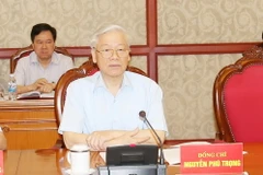 Tổng Bí thư Nguyễn Phú Trọng phát biểu tại cuộc họp. (Ảnh: Trí Dũng/TTXVN)