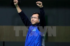 "Hy vọng trong tương lai chúng ta sẽ có trường bắn hiện đại, để cho người dân có thể vào tập luyện", xạ thủ Hoàng Xuân Vinh chia sẻ. (Nguồn: TTXVN)