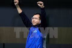 "Hy vọng trong tương lai chúng ta sẽ có trường bắn hiện đại, để cho người dân có thể vào tập luyện", xạ thủ Hoàng Xuân Vinh chia sẻ. (Nguồn: TTXVN)