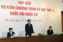 Ông Nguyễn Hạnh Phúc, Tổng Thư ký Quốc hội, Chủ nhiệm Văn phòng Quốc hội phát biểu ý kiến. (Ảnh: Phạm Kiên/TTXVN) 