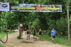 Du khách tham quan động Thiên Đường. (Ảnh: Minh Đức/ TTXVN)