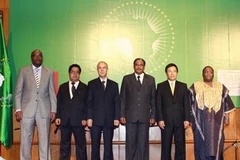 Thứ trưởng Bộ Ngoại giao Phạm Bình Minh cùng các Đại sứ các nước châu Phi tại lễ kỷ niệm. (Ảnh: Doãn Tấn/TTXVN)