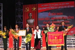 Phó Chủ tịch nước Nguyễn Thị Doan trao danh hiệu AHLĐ cho tập thể cán bộ PVC. (Ảnh: Hà Thái/TTXVN)