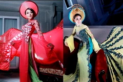 Áo dài của Hoa hậu Hoàng Thị Yến và Á hậu Thu Hà đêm chung kết. (Ảnh: N.H)