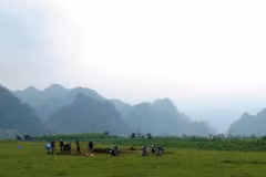 Quang cảnh ở xã Tân Hóa nơi đoàn làm phim chọn để làm cảnh quay cho phim Kong: Skull Island. (Ảnh: Mạnh Thành/TTXVN)