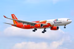 Máy bay của Hãng hàng không Vietjet Air sử dụng để khai thác các chuyến bay thẳng đến Australia. (Ảnh: PV/Vietnam+)