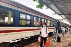 Một đoàn tàu của Tổng công ty Đường sắt Việt Nam. (Ảnh: Việt Hùng/Vietnam+)