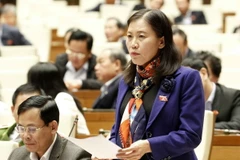 Đại biểu Quốc hội tỉnh Thái Nguyên Lê Thị Nga phát biểu ý kiến. (Ảnh: Văn Điệp/TTXVN)