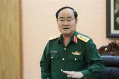 Thượng tướng Trần Đơn, Thứ trưởng Bộ Quốc phòng, Trưởng Ban Chỉ đạo Bộ Quốc phòng, chủ trì cuộc họp. (Ảnh: Dương Giang/TTXVN)