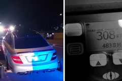 Chiếc Mercedez phóng trên đường cao tốc Queen Elizabeth với vận tốc 308 km/h. (Nguồn: toronto.citynews.ca)