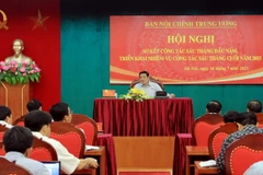 Phó Trưởng Ban Thường trực Ban Nội chính Trung ương Phan Đình Trạc chủ trì hội nghị. (Ảnh: An Đăng/TTXVN)