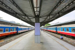 Đoàn tàu của Tổng công ty Đường sắt Việt Nam tại ga Hà Nội. (Ảnh: Minh Sơn/Vietnam+)
