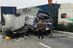 Hiện trường vụ tai nạn. (Ảnh: TTXVN phát)