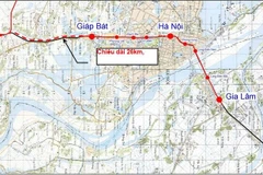 Sơ đồ hướng tuyến đường sắt đô thị số 1 đoạn Yên Viên-Ngọc Hồi. 