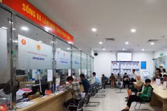 Người dân đổi bằng lái xe tại bộ phận một cửa. (Ảnh: Việt Hùng/Vietnam+)