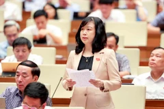 Bộ trưởng Bộ Y tế Đào Hồng Lan phát biểu giải trình, làm rõ một số vấn đề Đại biểu Quốc hội nêu. (Ảnh: Doãn Tấn/TTXVN)