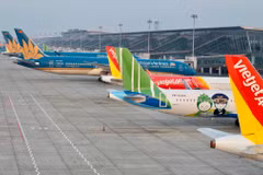 Máy bay của các hãng hàng không tại sân bay quốc tế Nội Bài. (Ảnh: PV/Vietnam+)