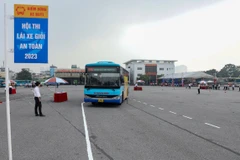 Ngày 30/9, Tổng công ty vận tải Hà Nội tiến hành Tổng kết đợt thi đua cao điểm và tổ chức Hội thi lái xe giỏi, an toàn năm 2023 tại Xí nghiệp xe buýt Cầu Bươu. (Ảnh: Hoài Nam/Vietnam+)