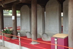 Các tấm bia ở nhà bia của Văn Miếu-Quốc Tử Giám vừa được vinh danh. (Ảnh: Nguyễn Anh/ Vietnam+)