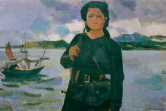 Tác phẩm "Nữ dân quân vùng biển" của danh họa Trần Văn Cẩn. (Nguồn: Internet)