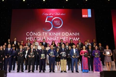 Lễ trao Giải thưởng Top 50 Công ty Kinh doanh hiệu quả nhất Việt Nam. (Ảnh: Vietnam+)