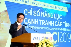 Tiến sỹ Vũ Tiến Lộc, Chủ tịch Phòng Thương mại và Công nghiệp Việt Nam (VCCI), Trưởng Ban chỉ đạo PCI trao đổi với báo chí nhân dịp công bố PCI 2019, ngày 5/5.