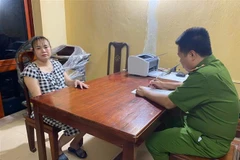 Đối tượng Hải tại cơ quan công an. (Ảnh: TTXVN phát)