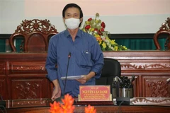 Ông Nguyễn Văn Danh, Trưởng Ban Chỉ đạo tỉnh Tiền Giang về phòng, chống tham nhũng, tiêu cực, phát biểu tại buổi họp. (Ảnh: Minh Trí/TTXVN)