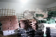 Số cá nục có chất Phenol hiện đang chứa trong kho đông lạnh của bà Lê Thị Thuộc, thị trấn Cửa Tùng. (Ảnh: Thanh Thủy/TTXVN)