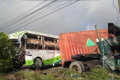 Hiện trường vụ tai nạn. (Ảnh: Trần Thị Thu Hiền/TTXVN)