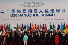 Các nhà lãnh đạo chụp ảnh chung tại hội nghị ngày 4/9. (Ảnh: AFP/TTXVN)