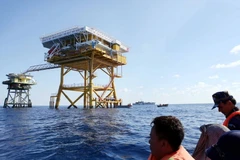 Nhà giàn Huyền Trân DK 1/7. (Ảnh: Trần Lê Lâm/TTXVN)