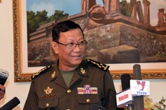 Đại tướng Neang Phat, Quốc vụ khanh Bộ Quốc phòng Campuchia. (Ảnh: Xuân Khu/TTXVN)