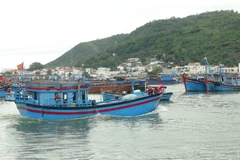 Tàu cá khởi hành chuyến đi biển dịp Tết. (Ảnh: Nguyên Lý/TTXVN)