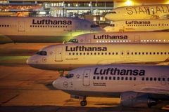 Hãng hàng không Lufthansa tại sân bay Frankfurt am Main, miền tây Đức. (Ảnh: AFP/TTXVN)