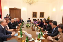 Phó Chủ tịch nước Đặng Thị Ngọc Thịnh hội kiến Phó Chủ tịch Hạ viện Cộng hòa Séc Vojtech Filip. (Ảnh: Quang Hải/TTXVN)