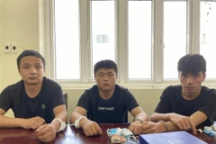 Các đối tượng trong đường dây đưa người nhập cảnh trái phép vào Việt Nam tại cơ quan cảnh sát điều tra. (Ảnh: TTXVN phát)