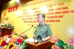 Đại tướng Tô Lâm phát biểu tại Hội thảo. (Ảnh: Phạm Kiên/TTXVN)