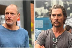 Hai nam diễn viên Woody Harrelson (trái) và Matthew McConaughey tại Di tích Nhà tù Hỏa Lò. (Ảnh: Di tích Nhà tù Hỏa Lò)