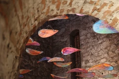 Người dân xếp hàng dài ngoài Tháp nước để được vào tham quan. (Ảnh: Huyền Phương/Vietnam+)